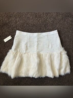 Maeve Twofer Faux Fur Mini Skort, NWT, Size 12